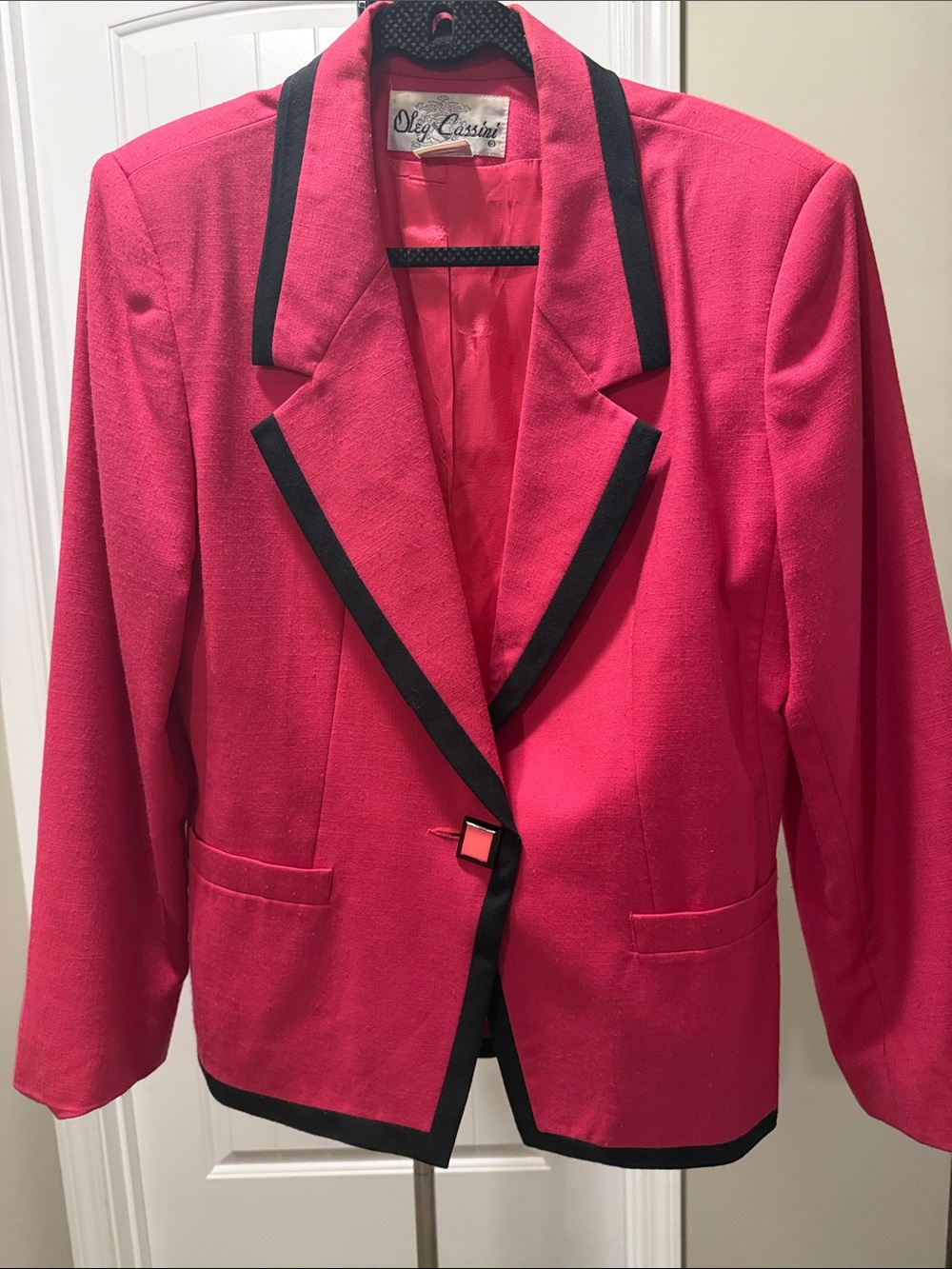 Oleg Cassini Hot Pink Blazer with Black Trim